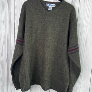 Utility Men's VTG Y2K Lambswool Blend Sweater V-neck Large Skater Grunge Olive